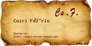 Csiri Fóris névjegykártya